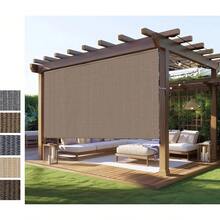 Outdoor Roller Shades, Cordless Blocking Patio Roll Up Blinds, Exterior Sunscreen Fabric Privacy Screen Shade Porch Pergola Gazebo Balcony Deck, Minimalist Style, Brown, 1 Pack - Walnut - View 2