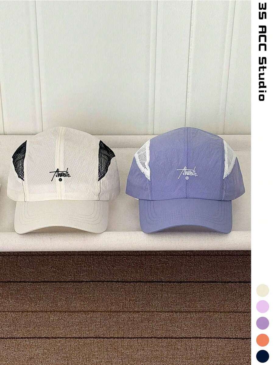 Women's Soft Top Letter Embroidered Black Baseball Cap, New Quick-Dry All-Season Versatile Hat, Fine Checkered Baseball Cap, Colorblock Quick-Dry Sports Hiking Cap, Skater Hippie Chicks Style