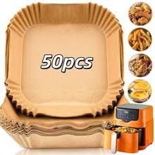 25/50/100pcs Air Fryer Paper Liners, Square, Kitchen Accessories, Non-Stick Baking Paper, Air Fryer Accessories, Oil-Proof And Waterproof, Suitable For Baking, Roasting And Microwave Use - Multicolor - View 13
