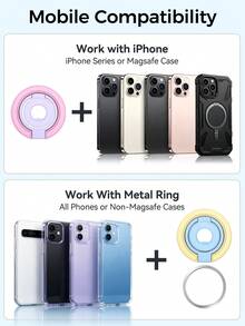 EIGIIS Dual Ring Magnetic Phone Stand, Compatible With Phone 17/16/15/14/13/12, Multi-Functional Stand For Office, Gym, Kitchen And All Metal Surfaces, With Finger Ring Grip - Multicolor - View 8