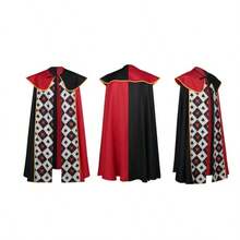 Adult "Queen Of Hearts" Role Play Cape, Comes With Crown, Scepter And Earrings, Suitable For Music Festivals, Carnivals, Parties, Stage Performances, Photography Events, Also An Ideal Halloween Women's Role Play Cape, And A Great Choice For Valentine's Day Gifts. - Multicolor - View 9