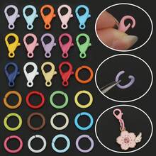 120pcs DIY Keychain Making Parts Random Mixed Colors Include 40pcs Lobster Clasp + 80pcs Jump Rings, Zinc Alloy Spring Clasp Hook Connector Suitable For Braided DIY Keychain Pet Collar Connector Open Connection Ring Bag Charm Keychain Accessories Making Materials DIY Keychain Accessories Making - Lobster Buckle & Jump Ring - View 4