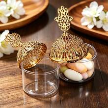 12pcs Transparent Candy Boxes, Cup-Shaped Candy Boxes With Lids, Hollow Gold Design, Suitable For Christmas, Thanksgiving, Adult Ceremony, Graduation Season, Carnival, Banquet, Party Gift Boxes, Wedding Candy Display Boxes - Multicolor - View 1