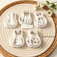 6Pcs Cat Shape Texture Clay Cutters, Kitten Back Pattern Clay Cutting Molds, DIY Handmade Earring Pendant Jewelry Craft Supplies - 6pcs - View 3