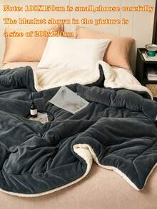 Milk Fleece Lambswool Bed Blanket - Soft Lightweight Comfortable Plush Luxury Quilted Duvet Cover Blanket 1pc - Dark Grey - View 9