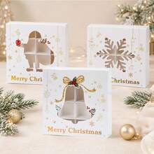 4pcs/1pc Merry Christmas Window Slot Layered Cupcake Cookie Candy Packaging Box, Santa Claus Reindeer Snowflake Gift Box - Multicolor - View 7