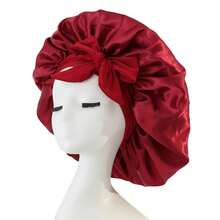 Large Satin Sleep Cap With Big Bow, Adjustable Long Tie, Suitable For Long Thick Hair Nighttime Hair Care - A - View 8