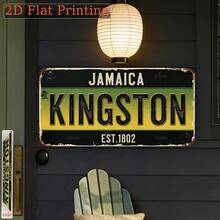 2D Flat Printed, 1pc, Vintage Plaque, Decorative Sign And Ornament, Jamaica Vintage City Sign, For Decoration Only, Industrial Style Sign, Housewarming Gift, Gift For City Lovers (Random Style) - A - View 6