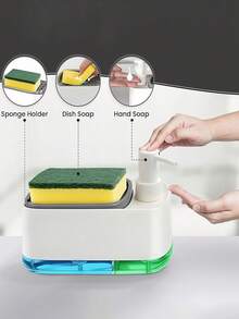 2-In-1 Soap Dispenser And Sponge Holder, Sink Organizer, Unisex, Refillable Soap Bottle, Suitable For Kitchen Home Bathroom Decor, Indoor Daily Use, Back To School, Christmas, Halloween, Travel, Holiday Party Gift, Essential Accessory - Multicolor - View 4