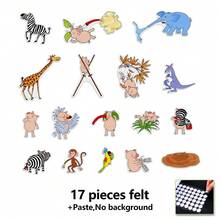 Quixorblex 17件裝毛氈「小豬蛻變」故事說演道具組，卡通小動物造型，互動式英文繪本教學輔助工具，圍裙戲劇拼圖學習教具，適合家庭、學校、幼兒班教師開學必備 - 彩色 - 查看 11