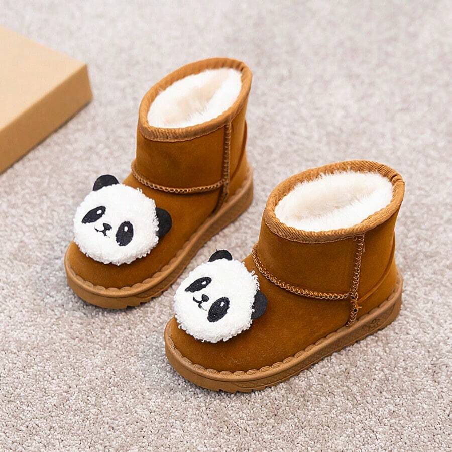 1 Pair Kids' New Autumn/Winter Thermal Lined Thick Warm Soft Sole Fashion Versatile Outdoor Non-Slip Snow Boots - Brown - View 1