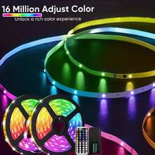 Acosh Neon RGB LED Light Strip, Cuttable, 5V Light Strip With 44-Key Remote Control (Battery Not Included), Colorful Ambient Light, 1/2/3/5/10/15/20/30/40cm USB LED Light Strip, Suitable For TV Background, Gaming Equipment, Home Decor, Surprise Arrangement - RGB - View 2