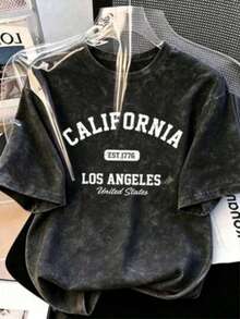 女款大尺碼生物圖案圓領短袖T恤，休閒寬鬆百搭度假風大尺碼上衣，時尚夏季穿搭 - 黑色 - 查看 1