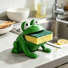 2 Sets 3D Printed Frog Shaped Sponge Drain Rack And 1 Sponge Brush, Equipped With Drainage System, Suitable For Kitchen Countertop, Bathroom, Can Store Sponges, Fabrics And Brushes, Combines Storage Decoration And Drainage Tray Functions - Multi-color - View 1