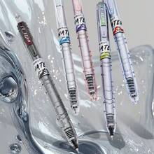 12pcs Dongmi Retractable Neutral Pens, INS Minimalist Transparent Barrel, CS Conical Tip 0.5mm, Student Exam Practice Pens, INS Style Transparent Body, Multiple Fresh Colorful Shells, Exquisite Appearance, CS Conical Tip 0.5mm, Smooth And Stable Tip, Even And Fluent Ink Flow, No Ink Skipping Or Splashing, Comfortable For Long-Term Writing, Uniform Black Ink Refill, Clear And Neat Handwriting, Retractable Design, No Cap Needed - A - View 7