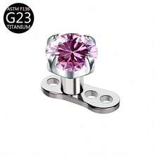 1Pc Pink Series G23 Titanium CZ Inlaid Dermal Anchor Hypoallergenic Body Piercing Jewelry For Daily Wear - Pink - View 11