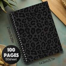 1pc Leopard Print Spiral Bound Notebook, Fashionable Black & Charcoal Leopard Pattern Design, Wild & Stationery, Ideal For Student Study Notes, Back To School Gift, Creative Planning And Daily To-Do Lists - Notebook - View 6