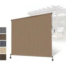 Outdoor Roller Shades, Cordless Blocking Patio Roll Up Blinds, Exterior Sunscreen Fabric Privacy Screen Shade Porch Pergola Gazebo Balcony Deck, Minimalist Style, Brown, 1 Pack - Walnut - View 1