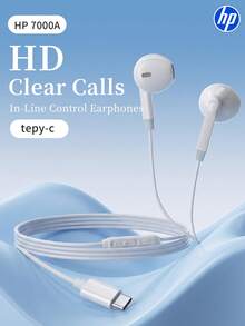 Auriculares con cable semi-intraurales HP DHE-7000A, equipados con interfaces Tipo-C y 3.5mm, sonido estéreo envolvente semi-intraural, baja latencia, con micrófono para cantar/grabar, cómodos para correr - Ver 12