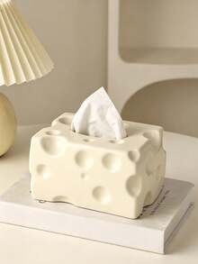 1pc Creative Cheese‑Shaped Tissue Box With Silver Bear Ornament, Plastic Decorative Napkin Holder, Cute Desktop Tissue Dispenser For Living Room Coffee Table Bedroom Home Tabletop Decor Tissue Box Tissue Box Holder - Multicolor - View 15