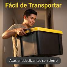 Caja de Almacenamiento Resistente 21L Tapa Amarilla Base Negra, Con Hebillas de Cierre, Disponible en 1 o 2 Unidades, Medidas 45*31*23.5 cm - 21 litros - Ver 6
