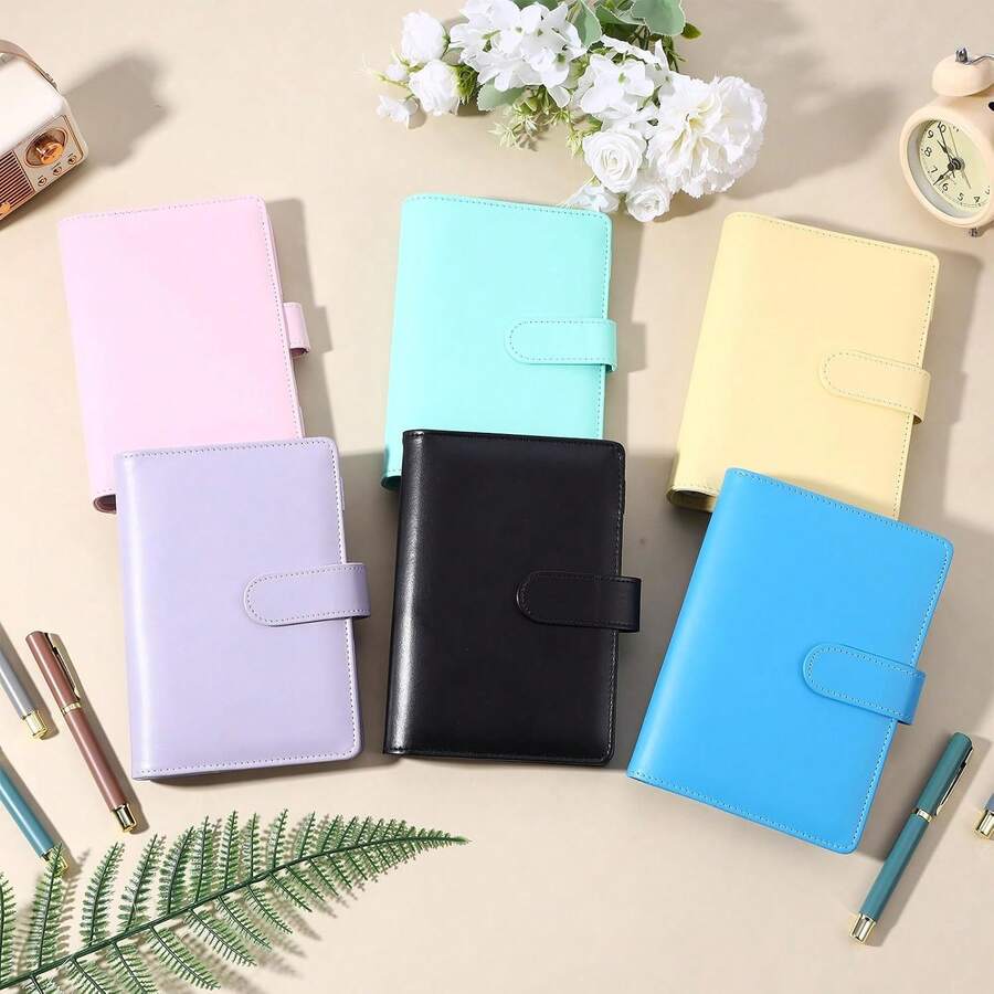 1pc A6 Loose-Leaf Notebook, Detachable Cover Notebook, PU Leather Diary, Budget Loose-Leaf Binder, Cash Envelope Ledger, Accounting Book, Planner, Loose-Leaf Binder, Gift Suitable For Women, Students, Office Workers, Finance Enthusiasts - Multicolor - View 1
