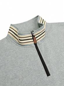 Bộ đồ nam Kolrap áo pullover khóa kéo 1/4 và quần jogger, đồ thể thao sọc bên hông, set phối 2 món thường ngày mùa thu - Xám - Xem 4