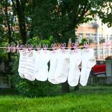 Portable Retractable Clothesline With 12 Strong Clips, Lightweight Foldable Travel Laundry Rope, Space-Saving Adjustable Cord For Indoor/Outdoor Drying, Camping, Apartment, Dorm, Balcony - View 9
