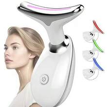 Face Neck Beauty Device, 3 Color Face Neck Massager,Multifunctional Facial Skin Care Tool, Ideal For Home Skin Care - White - View 7