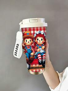 1pc/5pcs 500ml Halloween Vintage Doll Travel Mug, Double-Wall Stainless Steel Insulated Cup For Iced Coffee, Oat Milk, Cute Vintage Doll Couple & Plaid Print, Daily Use Insulated Cup, Birthday Gift For Son/Daughter, Holiday Gift - Multi-color - Plush Toy - View 10