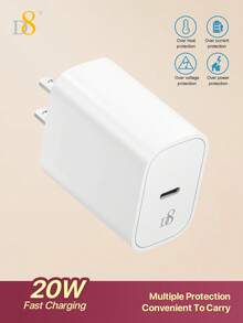 D8 1件 20W USB-C 充電器，PD 快充，USB-C 充電線手機充電器，相容於 17/16/15 Plus、15 Pro、15 Pro Max、Pro 12.9 Gen 5/4/3、Galaxy S23 Ultra/S23/S23+/S22/S22 S21 S20 Ultra/S22+/S21+/Ultra/S20/S20+，20W USB-C 充電器相容於 17/16/15/Pro，USB-C 充電線 - 查看 3