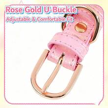 2pcs Luxury Heart-Shaped Rhinestone Pendant Dog Collar & Leash Set, Leather Pet Collar With Matching Color Dog Leash, Adjustable Buckle Cute Princess Style Dog Walking Set, Suitable For Small And Medium Dogs, Durable Pet Accessories For Outdoor Walks And Holiday Dress-Up - Multicolor - View 5