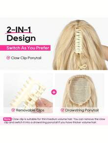 Women's Synthetic Fiber Drawstring Ponytail Hair Extensions, Deep Curly Heat-Resistant Instant Clip-In Hair Pieces, African Style Curly Hair Extensions - Gold - View 3