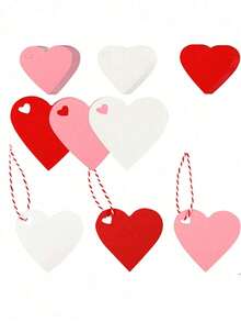 100/50pcs Heart-Shaped Gift Tags With String, Pink, Red And White Heart Tags, Valentine's Day Gift Packaging Decoration Tags, Suitable For Holiday Design Craft Accessories, Gift Wrapping Paper, Scrapbooking, Jars, Durable Paper Tags - Multicolor - View 4