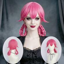 Halloween Cosplay Wigs For Women – Detachable Ponytail & Double Braid Styles, Multi-Color Synthetic Hairpieces For Gothic, Anime & Party Costumes (Pink, Teal, Blonde, Red, Green) - Multicolor - View 12