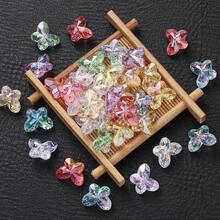 30pcs AB Color Acrylic Butterfly Beads With Glitter Transparent Faceted Butterfly Loose Spacer Beads For Jewelry Making DIY Bracelet Necklace Earring - Butterfly - View 6