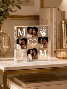 1pc Customized Acrylic Plaque, Personalized Photo Acrylic Block, Suitable For Mother's Day, Best Friends Or Family Memorial - Multicolor - View 4