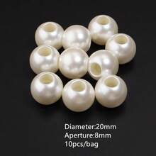 5-300顆乳白色ABS仿珍珠大孔珠 DIY手機鍊項鍊手鍊製作裝飾散珠 6-30mm - 米白色 - 查看 15