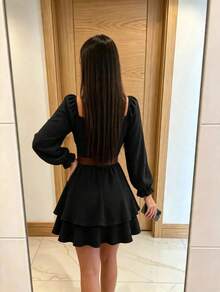 Women Mini Dresses - Black - View 3