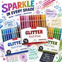 12 Colors Glitter Gel Pens, Vibrant Colors With Shiny Glitter, Smooth Writing, Suitable For Diary, Notes, Drawing, Greeting Card Making And DIY Crafts, Back To School Supplies - Sets - View 10