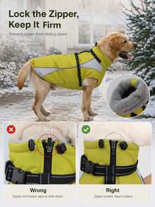 Metglad Dog Winter Coat, All‑In‑One Harness Pet Cold‑Weather Jacket, Night Reflective Dog Snow Coat, Fleece‑Lined Belly‑Protection Outdoor Vest For Small Medium Large Dogs - Mustard Yellow - View 5