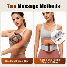 Hailicare Rechargeable Ring‑Shaped Heated Body Massager, Fascia Ring Massager,5 Modes & 5 Intensity Levels 45℃ Constant Temperature Heating, Type‑C Charging Cordless Massage Device With Fixing Strap For Multi‑Area Daily Relaxation - Brown - View 8