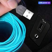 3M Car Interior LED Decorative Light EL Glowing Wire DIY Flexible Atmosphere Light Decoration USB Party Atmosphere Diode Neon Light - Car Ambient Light - View 3