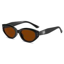 Women's Black Geometric Frame Glasses, Decorative Temple, Vintage Style, Suitable For Beach, Travel, School And Autumn/Winter Outfits. - Multicolor - View 8