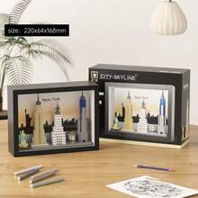 World Landmark Architecture Series, ABS Material, Multi-Piece Frame Set, Children's Building Block Toy Set, Suitable For Desktop Decor/Wall Hanging. Includes: Paris, London, New York, Shanghai, Dubai. Fashionable Gift For Eid, Halloween, Christmas, Back To School And Other Major Holidays. - Multicolor - View 9