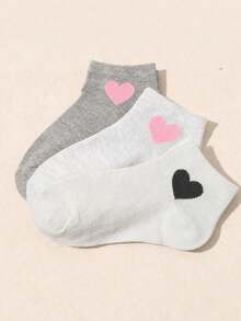 10/20 Pairs Random Heart Print Boat Socks For Girls, Multi-Color Mixed Low-Cut Invisible Short Socks, Breathable Comfortable Non-Stuffy, Thin Spring/Summer Low-Top Socks, Versatile For Daily Wear And Commuting - Multicolor - View 3