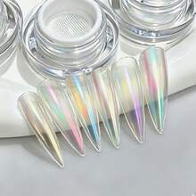 海洋藍漸層限量版法式變色龍美甲粉，霓虹設計，輕鬆打造沙龍級美甲藝術，Y2K風格，適合美甲店、婚禮彩色亮粉，細研磨金屬美甲拋光粉，適用日常與正式場合 - 彩色 - 查看 3