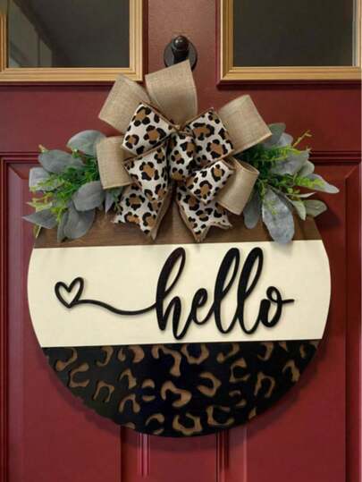 Cross-Border Hot-Selling Leopard Print Welcome Door Sign, Suitable For Entrance Welcome Sign, Fashionable Hanging Decor, Modern Front Door Decoration, Home Decor Indoor/Outdoor Hanging Ornament, All Season