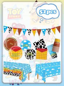 asmodee Crazy Animal Toy Wonders Theme Party Set Of Tableware, With Multiple Options Available. Includes Paper Plates, Paper Cups, Paper Towels, Tablecloth, And Triangular Flags. Perfect For Birthday Party Decoration. - Multicolor - View 19