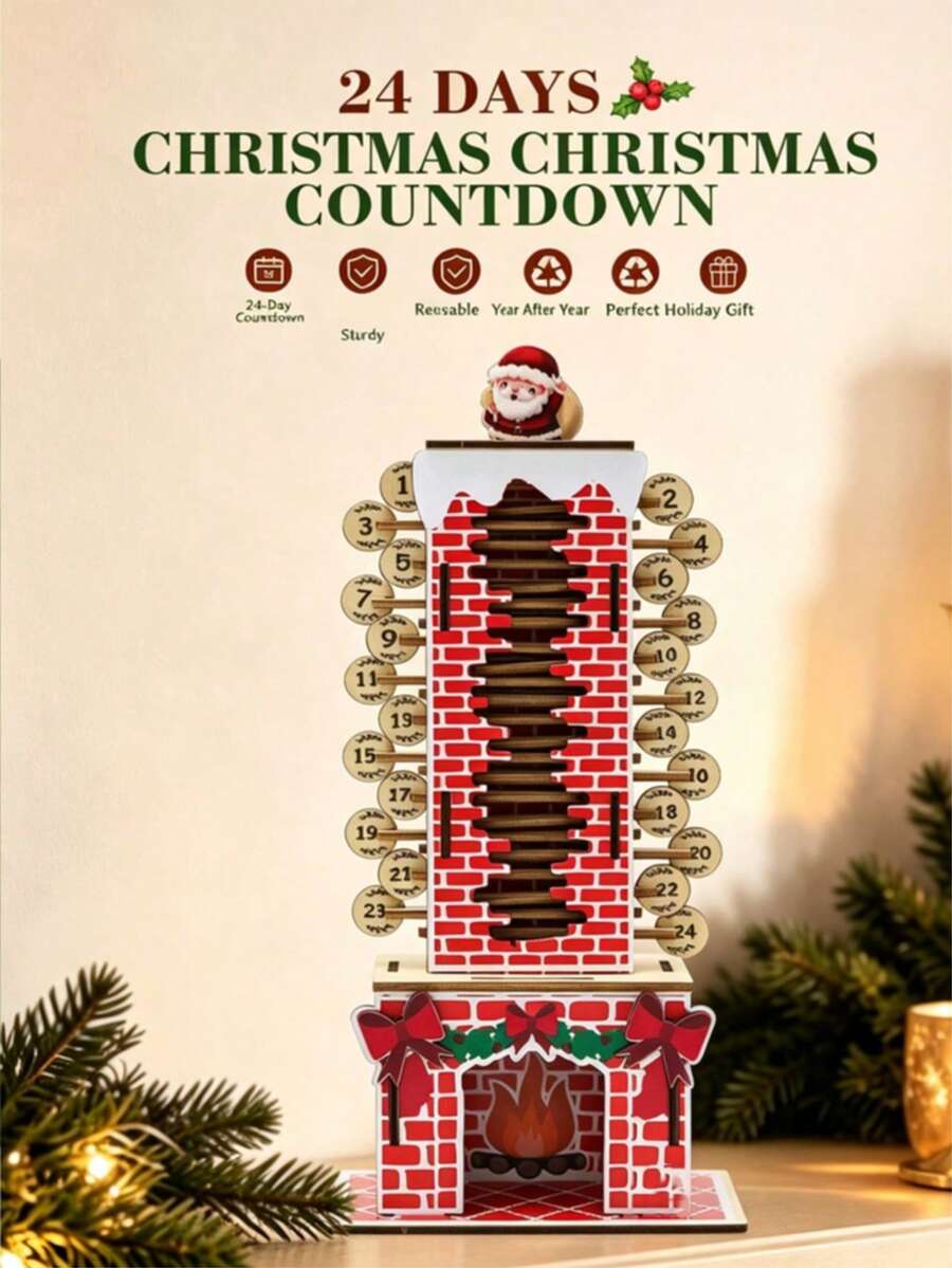 DIY Christmas Advent Calendar, Santa Claus Chimney Countdown Calendar Decoration, Interactive Christmas Desktop Decor, 24-Day Holiday Countdown Game, Christmas Tabletop Decoration, Creative Christmas Gift, Suitable For Family Holiday Fun